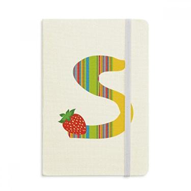 Imagem de Caderno com estampa de frutas de morango em formato de letra S, capa dura em tecido, diário clássico