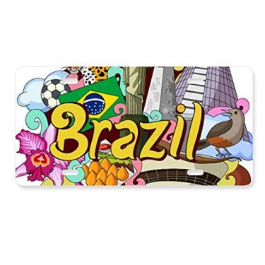 Imagem de DIYthinker Futebol Oscar Niemeyer Brasil placa de licença grafite decoração carro acessório de aço inoxidável