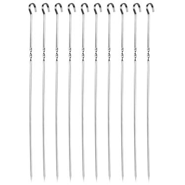 Imagem de A sixx Espetos Kabob, espetos de churrasco de aço inoxidável, ferramenta reutilizável para churrasco de carne/bife/cordeiro, pacote com 10