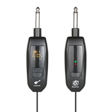 Imagem de Chusui Transmissor e receptor sem fio UHF 6,35 mm Sistema de plugue de áudio padrão sem fio para guitarra elétrica e piano baixo