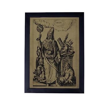 Imagem de GENÉRICO - Quadro decorativo Magia Hermes Trismegisto P8456 - Impressão Gráfica - Moldura de Madeira - 42x29cm - Preto - Místico - Caduceu - Outdoor