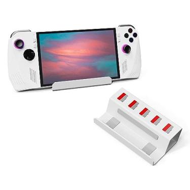 Imagem de Base de suporte para Steam Deck/ROG Ally, suporte de liga de alumínio com almofada de silicone antiderrapante compatível com válvulas Steam Deck, para ROG Ally e telefones celulares