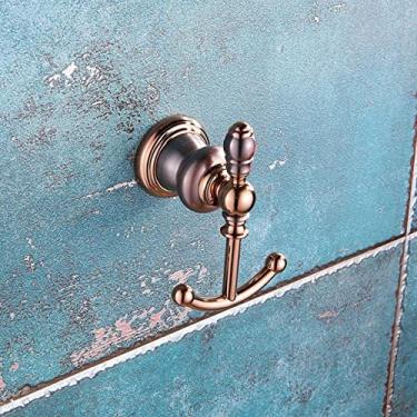 Imagem de Gancho para robe de banheiro, ganchos duplos para roupas, latão sólido, ouro, produto de hardware, ganchos para robe, acessórios de banheiro, ouro rosa, china