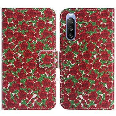 Imagem de TienJueShi Rosa Flower Fashion Stand TPU Silicone Book Stand Flip PU Leather Protector Phone Case para Sony Xperia 10 V 2023 Capa Etui Wallet