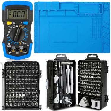 Imagem de Kit Manutenção Celular Chaves Reparo 115em1 + Manta Magnética 45x30cm + Multímetro Digital