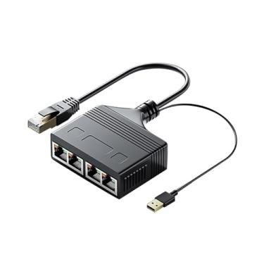 Imagem de TECKEEN Divisor Ethernet RJ45 de 1000Mbps, divisor de rede Gigabit LAN conector divisor de Internet para cabo Cat 5/5e/6/7/8, suporta 4 dispositivos que funcionam simultaneamente