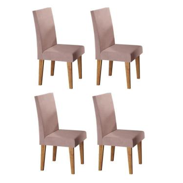 Imagem de Kit com 4 Cadeiras para Sala de Jantar Mdp/mdf Wallace Veludo Rosa