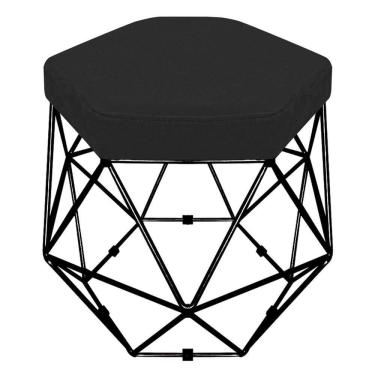 Imagem de Puff Banco Aramado Hexagonal Base Eiffel Preta Preto- Abmaza