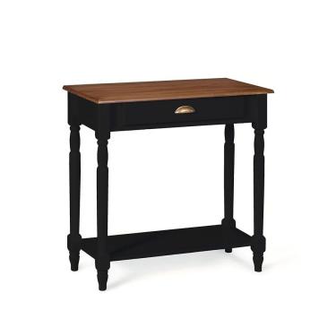 Imagem de Bancada Aparador Mini Lavabo 1 Gaveta e Prateleira Linz Móveis - Preto/Imbuia Glazer