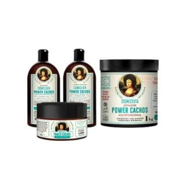 Imagem de Kit para Cabelos Cacheados ou Crespos COSMECEUTA Power Cachos Shampoo, Condicionador, Máscara e Ativador Multifuncional