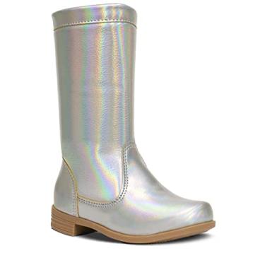 Imagem de Bota Cano Alto Longo Nº 20 ao 27 Moda Infantil Feminino Menina 09.10 (Prata, BR, Criança de 1 a 3 anos, Numérico, 23)