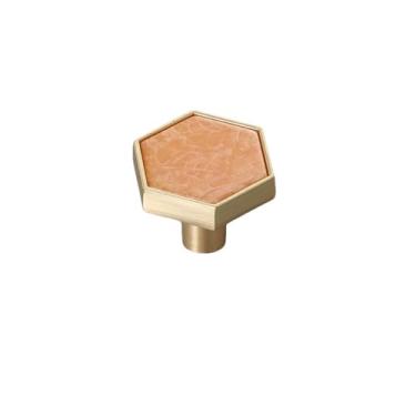 Imagem de Puxadores de gaveta para móveis de armário Puxadores de cozinha para maçaneta de porta Gaveta de móveis Maçaneta de cozinha tipo hexagonal diamante, rachadura marrom claro