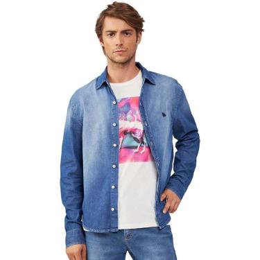 Imagem de Camisa Jeans Acostamento Casual Masculino-Masculino