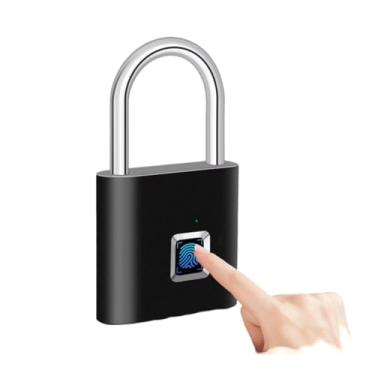 Imagem de Cadeado Biométrico Abertura C/Impressão Digital - Preto -Carregamento via Usb - Bateria de Longa Duração - Diga Adeus as Chaves