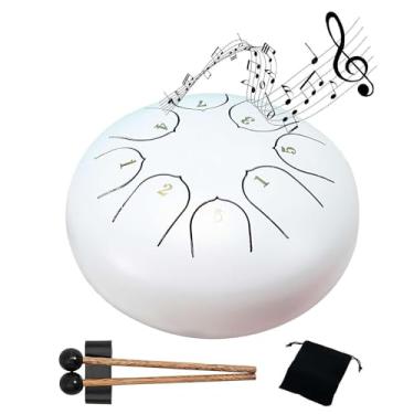 Imagem de Tambor de chuva, tambor de chuva para uso externo quando chove, 15 cm, 8 notas, tambor de chuva musical à prova d'água, aproveite a sinfonia de chuva (branco)