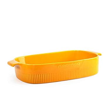 Imagem de Germer, Travessa retangular em porcelana, modelo assar ou servir, refratária, 5000 ml, Amarelo