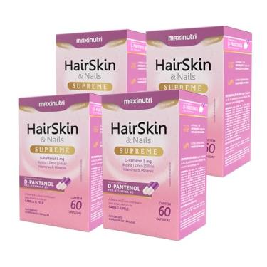Imagem de Kit 4 HairSkin Nails Pele e Cabelo com D-Pantanol Vitaminas e Minerais 60 Cáps Maxigold
