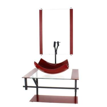 Imagem de Gabinete de vidro para banheiro 60cm ap cuba retangular curvada  verme