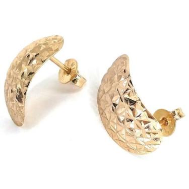 Imagem de Brinco de ouro 18k Trabalhado Diamantado - Elegancy Joias