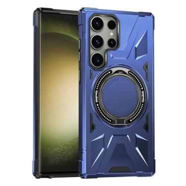 Imagem de THMEIRA Capa ultra magnética para Samsung Galaxy S23 [compatível com MagSafe] Capa para Samsung Galaxy S23 Ultra com suporte giratório 360, capa resistente de grau militar para Samsung S23 Ultra, azul