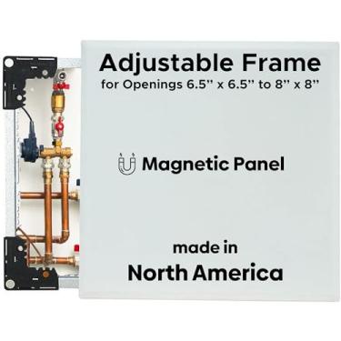 Imagem de Melhor painel magnético de acesso de parede de 16,5 cm x 20,3 cm com moldura ajustável, Flexipro Flush Universal 20-Gauge Porta de acesso de aço para drywall/tetos, painel de drywall compatível com