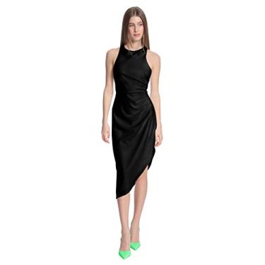 Imagem de Donna Morgan Vestido feminino colado ao corpo sem mangas com pregas laterais e bainha assimétrica, Preto, 44