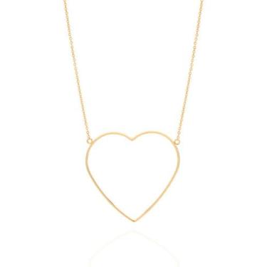 Imagem de Maxi Colar Coração Vazado Rommanel 532069, Branco, 50