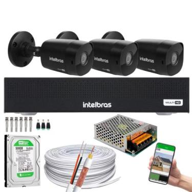 Imagem de Kit Cftv 3 Cameras 1220 Bullet Black Full Hd + Dvr Mhdx 3004-C C/HD 50