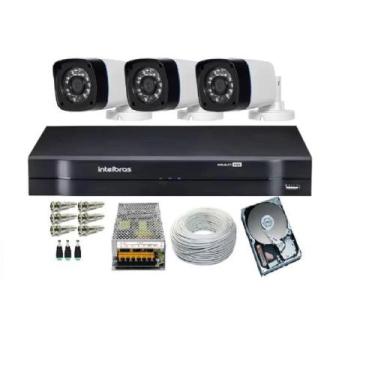 Imagem de Kit 3 Cameras de seguranca Dvr Mhdx Multi Hd 4 Canais C/Hd e Cabo - In