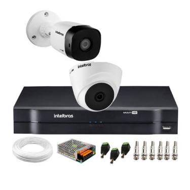 Imagem de Kit Cftv Intelbras 2 Câm VHC 1120b Bullet+Dome Dvr Mhdx Multi Hd S/Hd