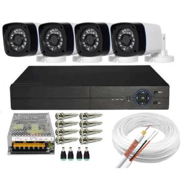 Imagem de Kit 4 Câmeras De Vigilância Acesso Imagens Via Celular E Pc - Protec