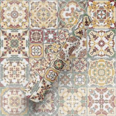 Imagem de Papel De Parede Adesivo Tema Azulejo Português Marrom Cozinha - Bazar 