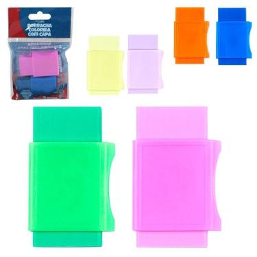 Imagem de Borracha Escolar Colorida Com Capa 2 Pecas Futuro Escolar