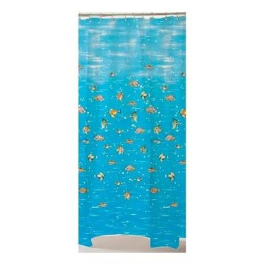 Imagem de Cortina para Box de Banheiro, Fundo do Mar com Peixes, 198x180cm, Azul