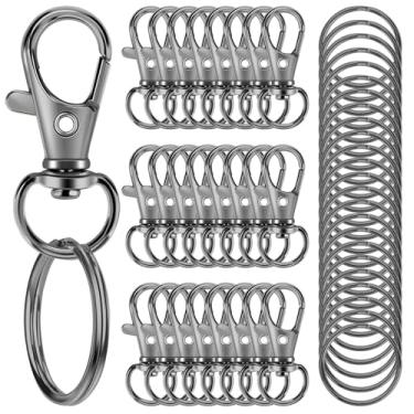 Imagem de Rysent 50Pcs Fecho De Garra De Lagosta De Metal Com Chaveiros, 25Pcs Clipes De Chaveiros Ganchos E 25Pcs Argolas De Chaveiro, Acessórios De Chaveiro, Kit De Fabricação De Anéis De Chaveiro Para Artes