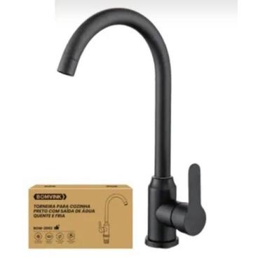Imagem de Torneira Para Cozinha Preto Com Saída de Água Quente e Fria - Bomvick,
