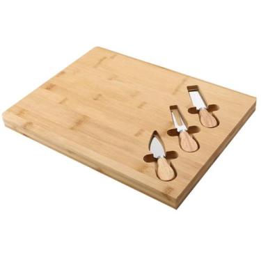 Imagem de Tabua Madeira Kit Com Garfo Faquinhas Cortar Petiscos Carne 1 Un - CAS
