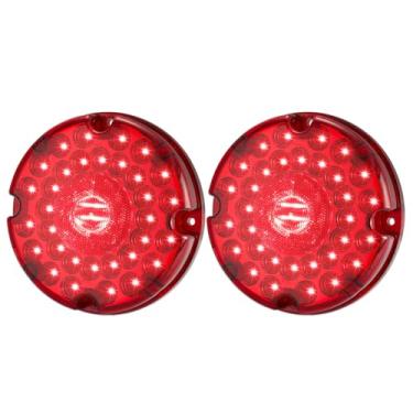 Imagem de XtraGlow Luzes traseiras redondas de 17,78 cm, luzes de freio de LED vermelhas com lente reflexa integrada para ônibus escolar Skoolie, 2 peças