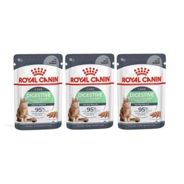 Imagem de KIT Ração Úmida Sachê Royal Canin Gatos Digestive Patê 3x85g