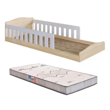 Imagem de Cama Com Colchão Gazin Solteiro Montessoriana Encanto Completa Móveis Carvalho Branco