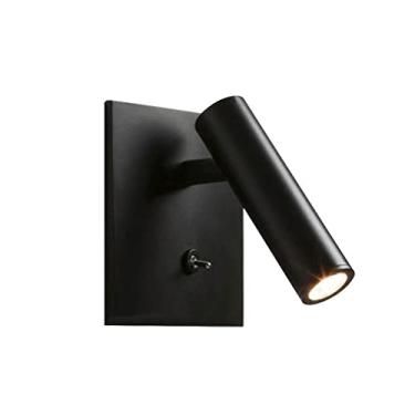 Imagem de Luminária de parede embutida ajustável, arandela LED com fio e interruptor, luz de leitura quadrada para montagem na parede, lâmpadas de leitura focadas para cama, luzes de cabeceira para qu