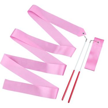 Imagem de CREATCABIN 2 Pçs Fitas de Dança Rosa Ginástica Varinhas com Alças Antiderrapantes Fitas Giratórias Varinhas de Ginástica Rítmica Bastões para Shows de Talentos Dança Artística 203 cm