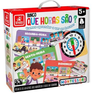 Imagem de Jogo Infantil Educativo Que Horas São Montessori em Madeira - BRINCADE