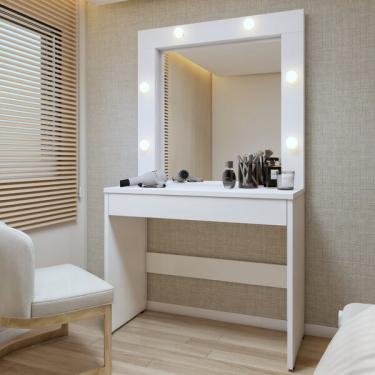 Imagem de Penteadeira Camarim  100% Mdf 180 X 110,3cm Requinte Branco Ab