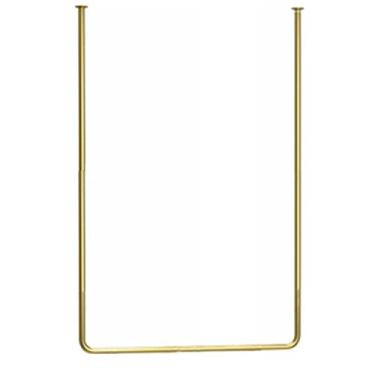 Imagem de CUTPOIY Racks de exibição de loja de roupas, trilhos de roupas resistentes montados na parede, prateleiras de armazenamento de roupas removíveis, cabides de teto de metal para lojas de noivas (dourado