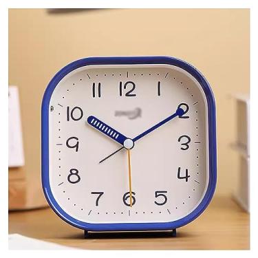 Imagem de Despertador quarto relógio despertador quadrado de 10 cm com algarismos arábicos, silencioso sem tique-taque, luz de fundo, operado por bateria, operação simples para quarto/mesa/relógio de mesa