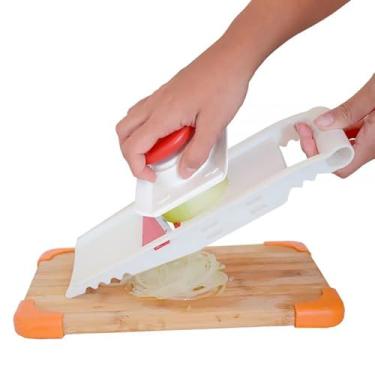 Imagem de Multi Cortador Fatiador Ralador Mandoline 5 em 1 Saladas Legumes Batata com Apoiador Trava Alta Performance(MULT 5EM1)