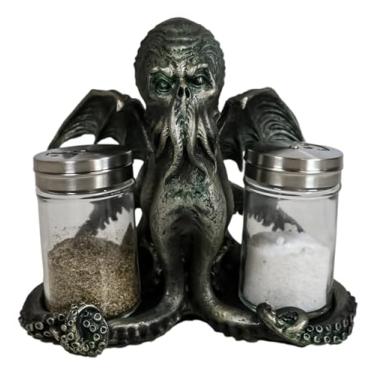 Imagem de Ebros Gift Legendary Winged Cthulhu O Sábio Polvo Kraken Ocean Monstro Sal e Pimenteiro Suporte Estatueta Cozinha Mesa de Jantar Decoração de Polvos Criaturas Marinhas Náuticas