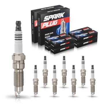 Imagem de ENA Conjunto de 8 velas de ignição Platinum compatíveis com Ford F53 F650 F750 F59 F-150 F-250 F-350 F-450 F-550 Super Duty Expedition Explorer Sport Trac 4.6L 5.4L 6.8L Substituição para SP509