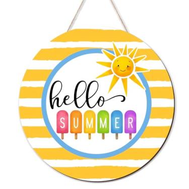 Imagem de Aymolas Decoração De Porta Com Guirlandas "Olá Verão" Para Guirlanda Frontal, Cabide Madeira, Piscina, Fazenda, Varanda, Parede Casa (Amarelo)
